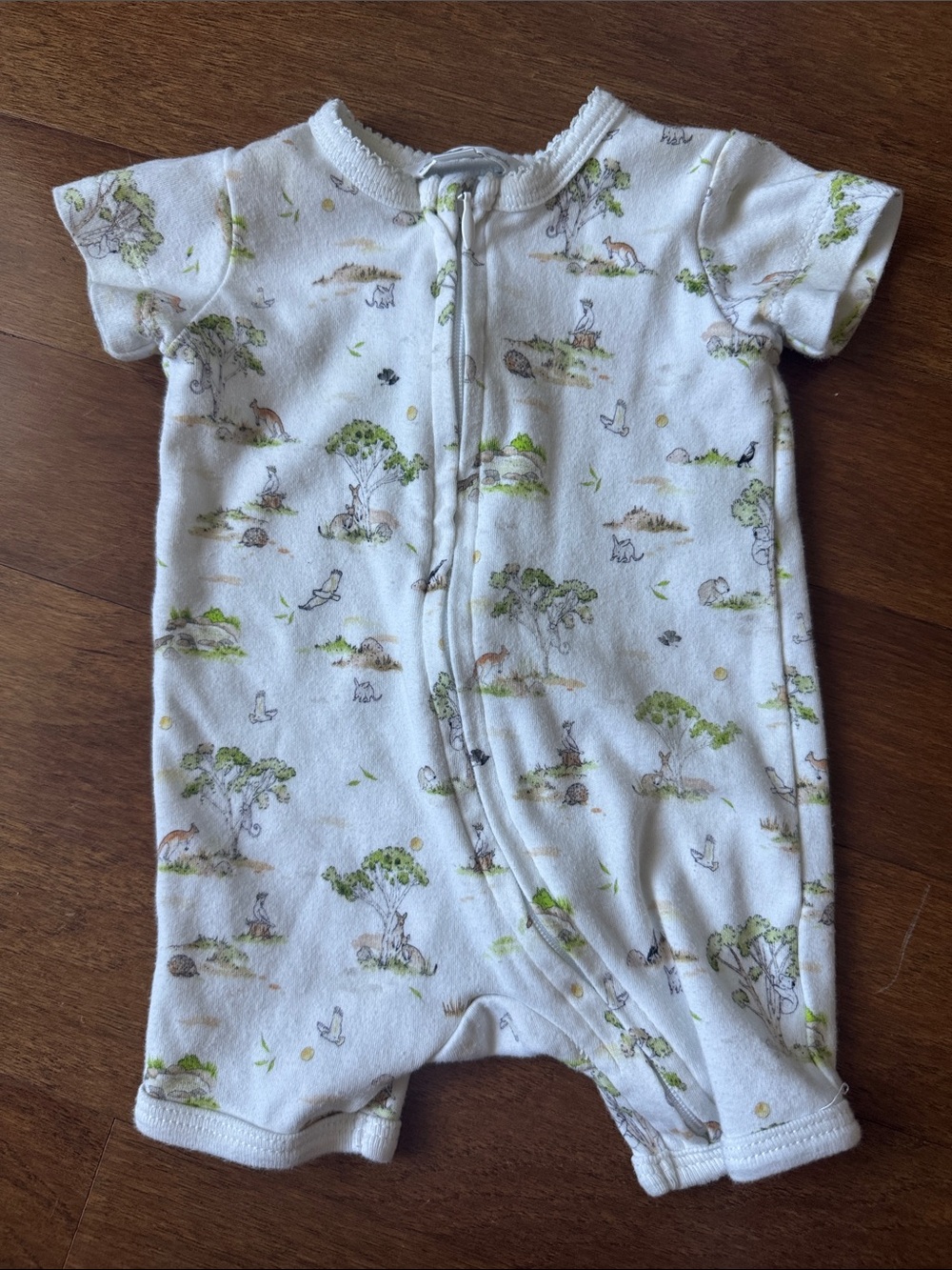 Soft White Australian animal Print Baby One-Piece Romper